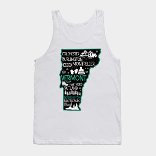 Vermont Bennington cute map Burlington Rutland Brattleboro Colchester Hartford Tank Top